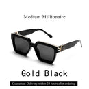 Óculos de Sol Luxuosos Ruiao Retro Black Millionaire Shades 2026 para Homens, Designer de Marca Famosa, Óculos de Sol Quadrados para Homens e Mulheres