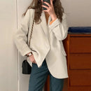 Jaqueta Casual Feminina Coreana Nova, Blazer de Moda para Primavera e Outono, Casaco de Alta Qualidade em Cores Sólidas para Mulheres