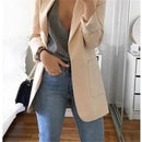 Cardigan feminino europeu e americano, com lapela, corte slim, elegante, manga comprida, estilo blazer.