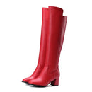 Botas altas no joelho para mulheres, sapatos pretos longos, saltos grossos, quentes, elegantes, senhoras, outono, inverno