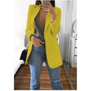 Cardigan feminino europeu e americano, com lapela, corte slim, elegante, manga comprida, estilo blazer.