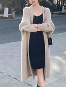 Cardigã feminino grosso e quente para outono e inverno, estilo casual, em imitação pura de lã de vison, tricotado.
