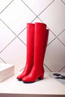 Botas altas no joelho para mulheres, sapatos pretos longos, saltos grossos, quentes, elegantes, senhoras, outono, inverno