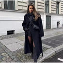 Elegante Casaco Feminino de Lã Preto 2025 Outono Inverno Estilo Coreano Hepburn Miniatura Agasalho de Lã Manga Longa Gola de ...