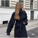 Elegante Casaco Feminino de Lã Preto 2025 Outono Inverno Estilo Coreano Hepburn Miniatura Agasalho de Lã Manga Longa Gola de ...