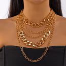 Colar de borla multicamadas dourado exagerado, corrente chique para festa de formatura, aniversário para mulheres, joias de festa, presente