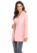 Cardigan feminino europeu e americano, com lapela, corte slim, elegante, manga comprida, estilo blazer.