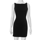 Sexy elegante magro sólido vestido de festa para mulheres moda casual mini sem mangas o pescoço envoltório y2k uma linha 2025 novo vestido de verão