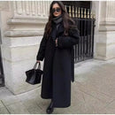 Elegante Casaco Feminino de Lã Preto 2025 Outono Inverno Estilo Coreano Hepburn Miniatura Agasalho de Lã Manga Longa Gola de ...