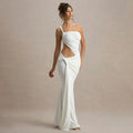 Vestido Longo Feminino Elegante para Festa e Baile, Sensual, de Verão, com Um Ombro Só, Estilo Irregular e Justo ao Corpo, Estilo Estrangeiro