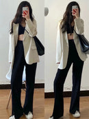 Jaqueta Casual Feminina Coreana Nova, Blazer de Moda para Primavera e Outono, Casaco de Alta Qualidade em Cores Sólidas para Mulheres