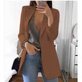Cardigan feminino europeu e americano, com lapela, corte slim, elegante, manga comprida, estilo blazer.