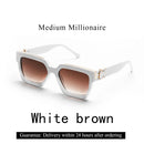 Óculos de Sol Luxuosos Ruiao Retro Black Millionaire Shades 2026 para Homens, Designer de Marca Famosa, Óculos de Sol Quadrados para Homens e Mulheres