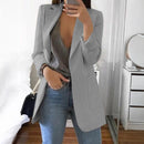 Jaqueta Elegante 2026: Blazer Feminino Casual Britânico Profissional Sem Botões com Gola e Bolso Simples