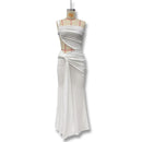 Vestido Longo Feminino Elegante para Festa e Baile, Sensual, de Verão, com Um Ombro Só, Estilo Irregular e Justo ao Corpo, Estilo Estrangeiro
