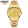 Nibosi relógios masculinos de luxo à prova dwaterproof água luminosa data relógios esportes quadrado relógio masculino casual relógio de pulso quartzo masculino