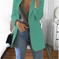 Cardigan feminino europeu e americano, com lapela, corte slim, elegante, manga comprida, estilo blazer.