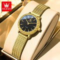 Olevs 5643 mulher relógio superior fino relógio de quartzo feminino espelho de alta dureza 30m à prova dwaterproof água senhoras relógio de pulso