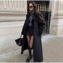 Elegante Casaco Feminino de Lã Preto 2025 Outono Inverno Estilo Coreano Hepburn Miniatura Agasalho de Lã Manga Longa Gola de ...