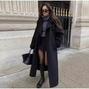 Elegante Casaco Feminino de Lã Preto 2025 Outono Inverno Estilo Coreano Hepburn Miniatura Agasalho de Lã Manga Longa Gola de ...