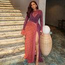Sexy carta impressão transparente malha sheer vestido 2025 nova moda outono inverno elegante manga longa clube festa vestidos longos