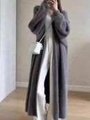 Cardigã feminino grosso e quente para outono e inverno, estilo casual, em imitação pura de lã de vison, tricotado.
