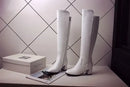 Botas altas no joelho para mulheres, sapatos pretos longos, saltos grossos, quentes, elegantes, senhoras, outono, inverno