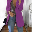 Cardigan feminino europeu e americano, com lapela, corte slim, elegante, manga comprida, estilo blazer.