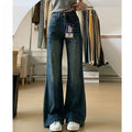 Calça Jeans Feminina Forrada com Fleece, Cintura Alta, Perna Larga, Modelo Flare, Grossa, Outono Inverno, Novo Estilo, Tamanhos Grandes, Confortável, Corte Reto