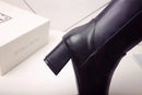 Botas altas no joelho para mulheres, sapatos pretos longos, saltos grossos, quentes, elegantes, senhoras, outono, inverno