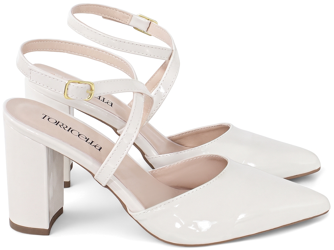 Scarpin Feminino Off White Tira Cruzada Salto 8cm - Imagem 6