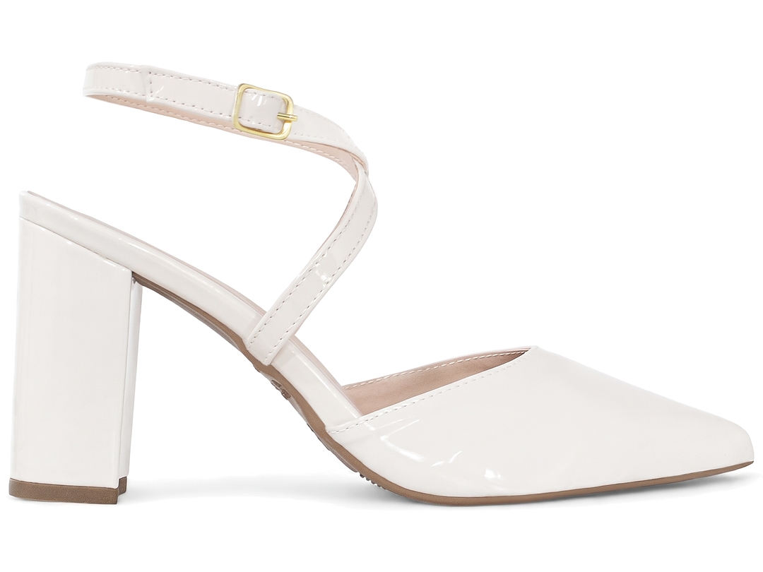 Scarpin Feminino Off White Tira Cruzada Salto 8cm - Imagem 5