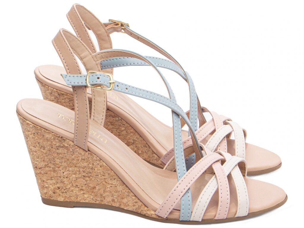 Sandália feminina anabela multicolor plataforma 7cm