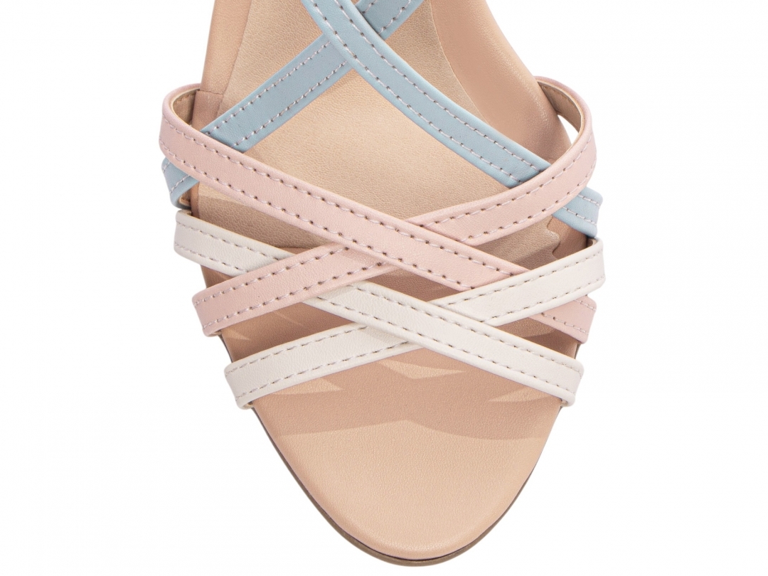 Sandália feminina anabela multicolor plataforma 7cm