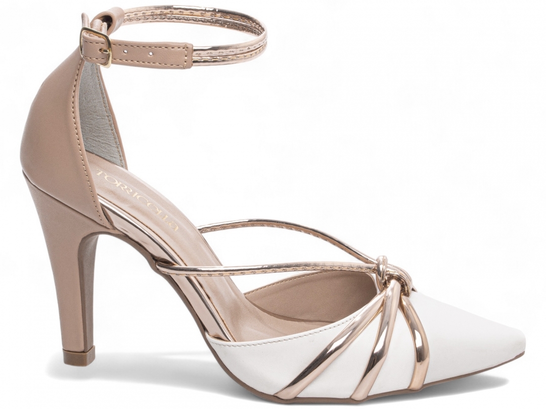 Scarpin Feminino Branco Rosé Salto Alto 9cm - Imagem 4