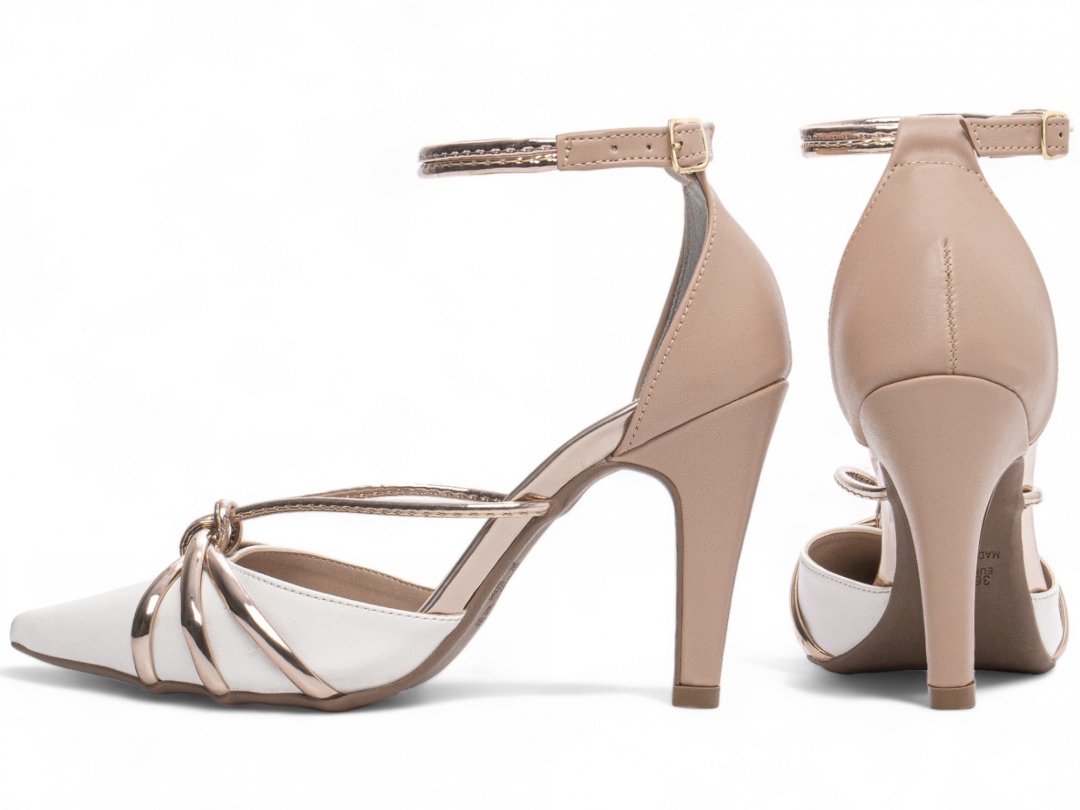 Scarpin Feminino Branco Rosé Salto Alto 9cm - Imagem 5