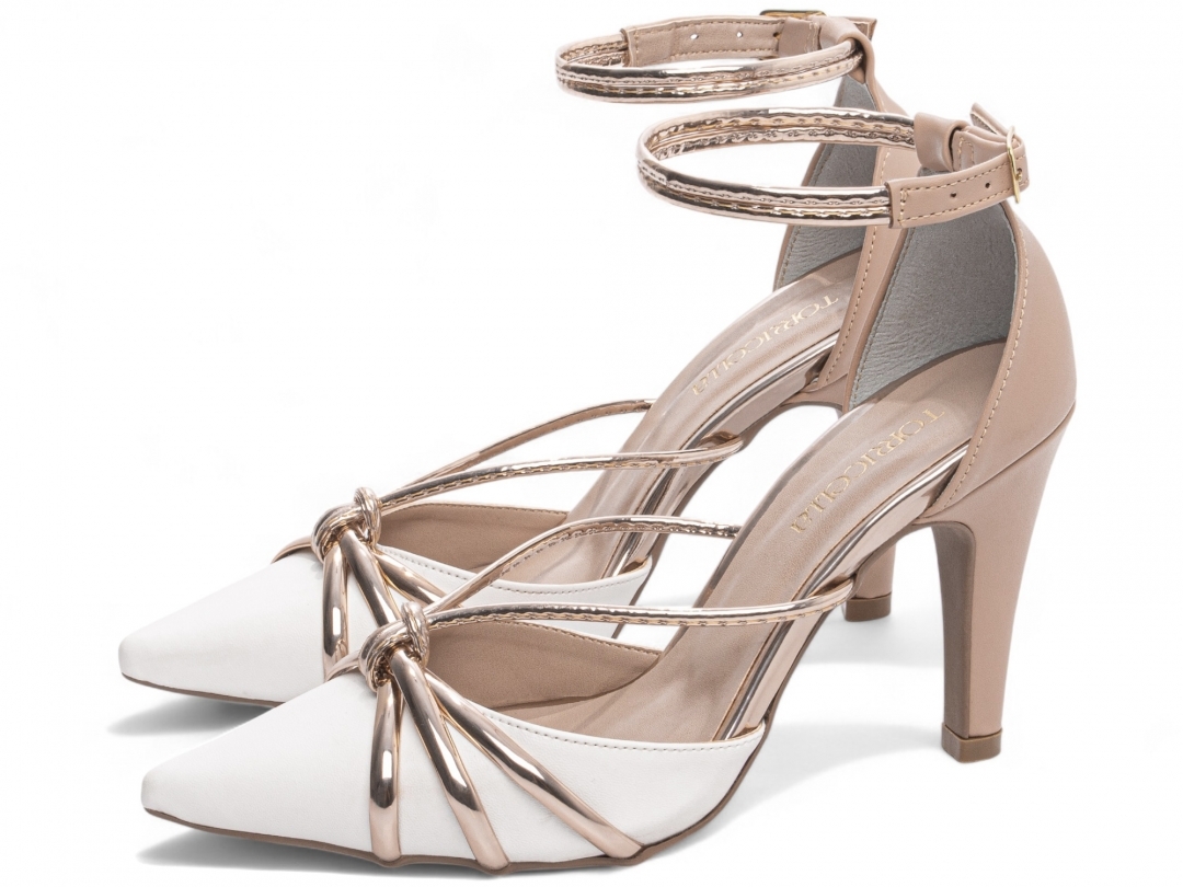 Scarpin Feminino Branco Rosé Salto Alto 9cm - Imagem 6
