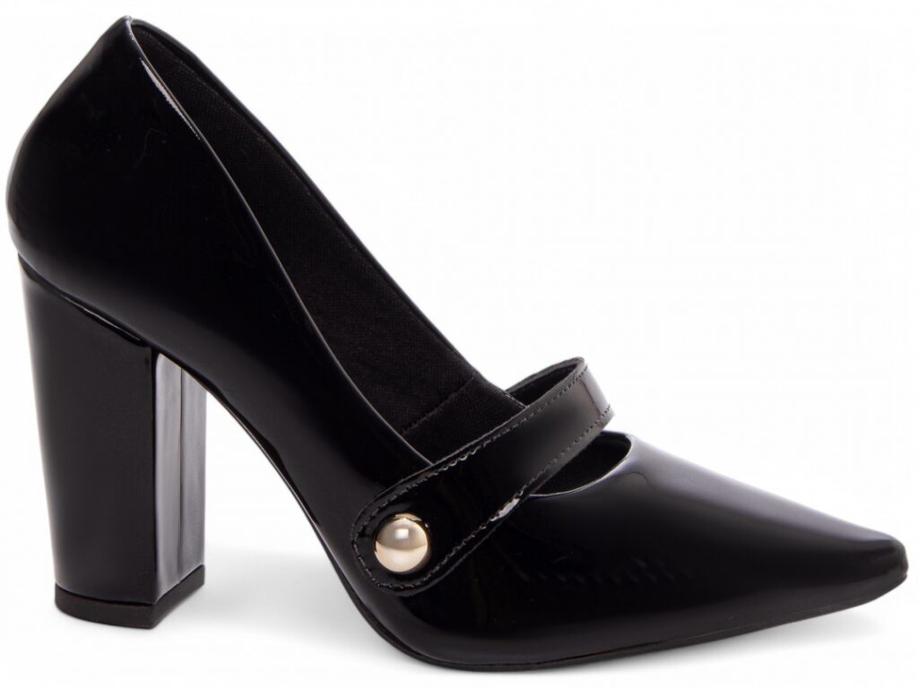 Scarpin Feminino Verniz Preto Salto Alto 9cm