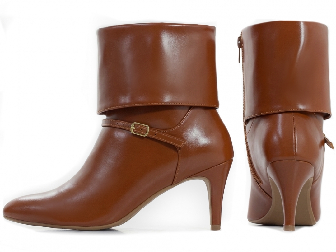 Bota Feminina Caramelo Cano Curto Salto 7cm Elegante
