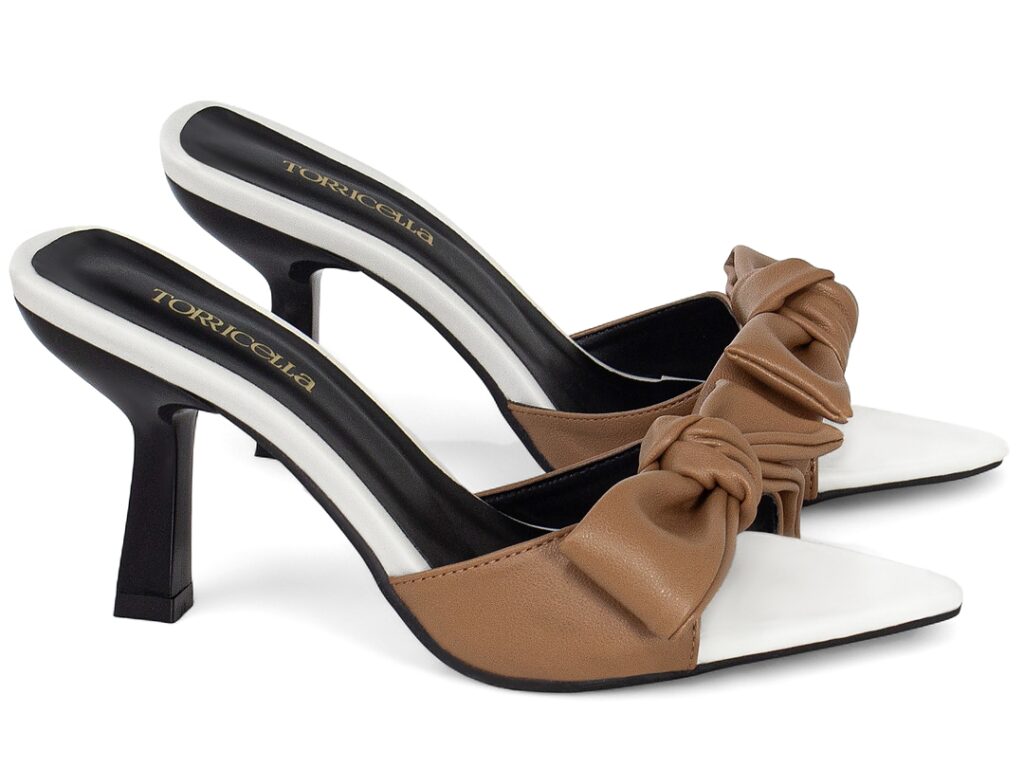 Sandália Tamanco Mule Feminina Caramelo Laço Salto 9cm