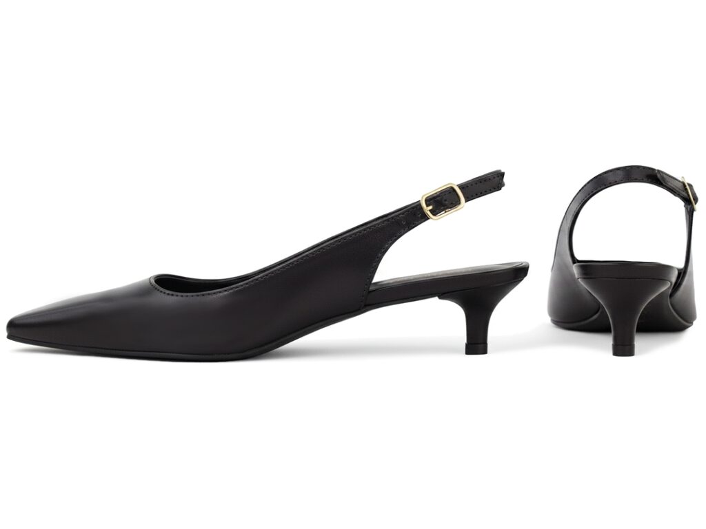 Scarpin Slingback Feminino Preto Salto Baixo 4cm Bico Fino