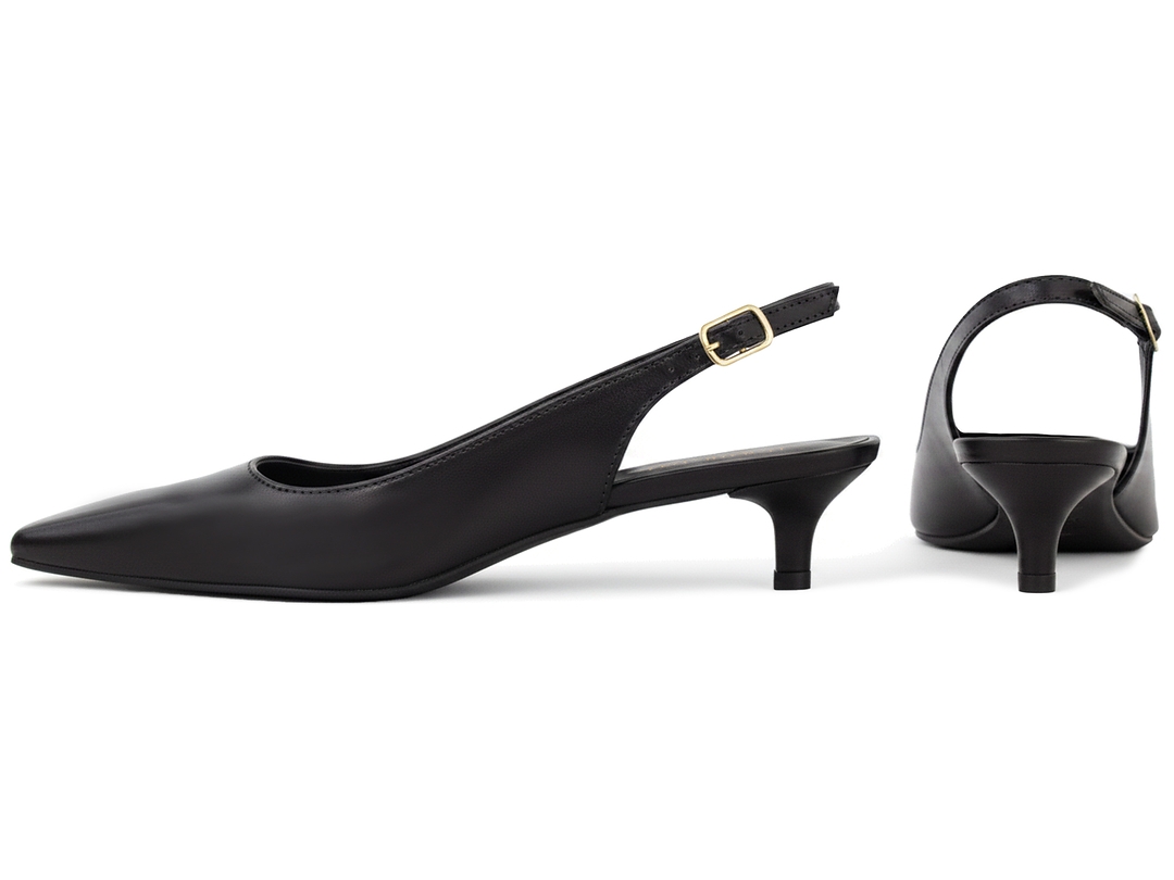 Scarpin Slingback Feminino Preto Salto Baixo 4cm Bico Fino