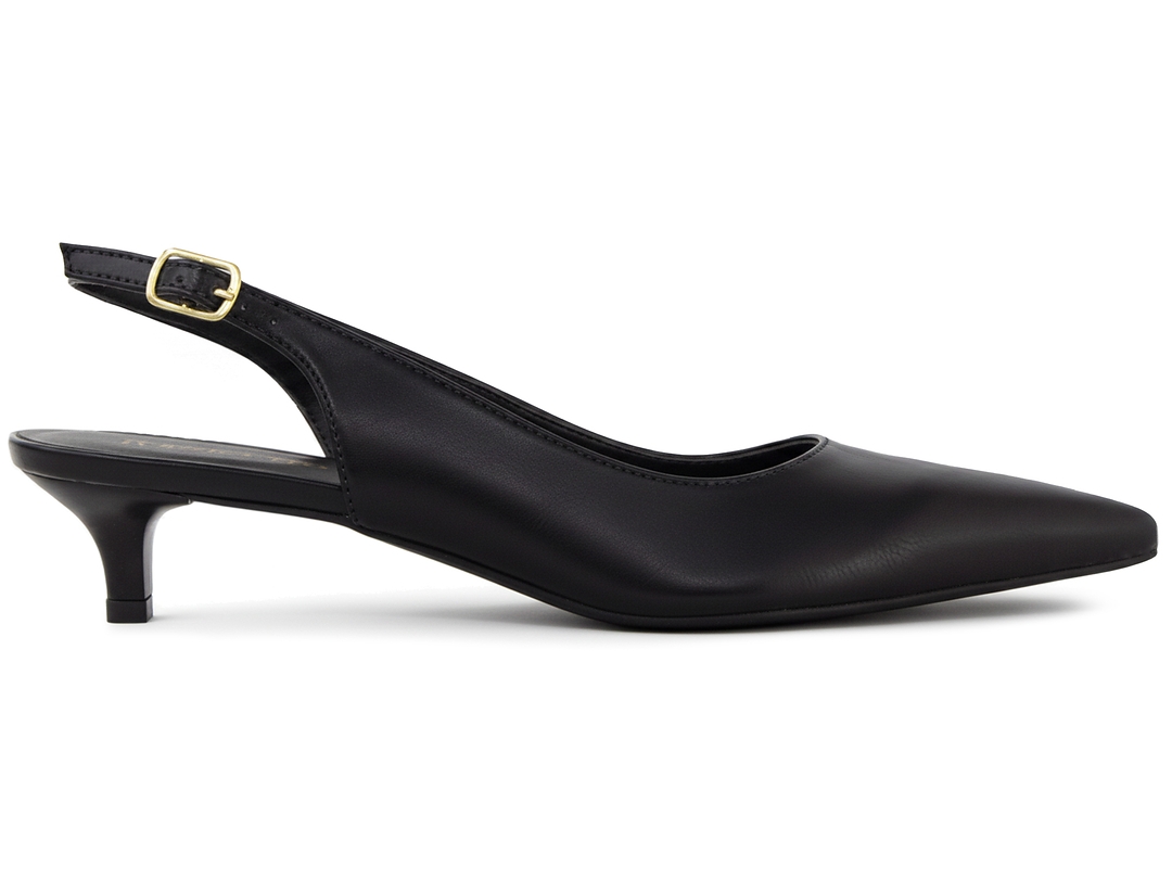 Scarpin Slingback Feminino Preto Salto Baixo 4cm Bico Fino