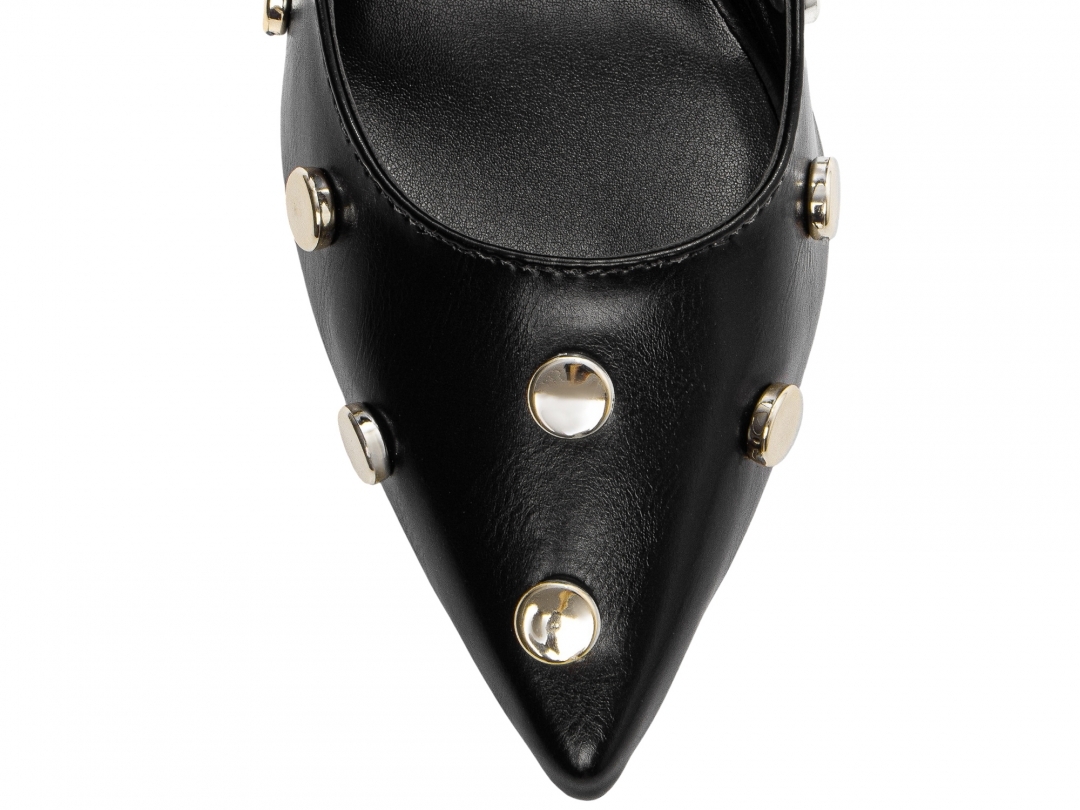 Scarpin Feminino Preto com Apliques Dourados Salto 9cm