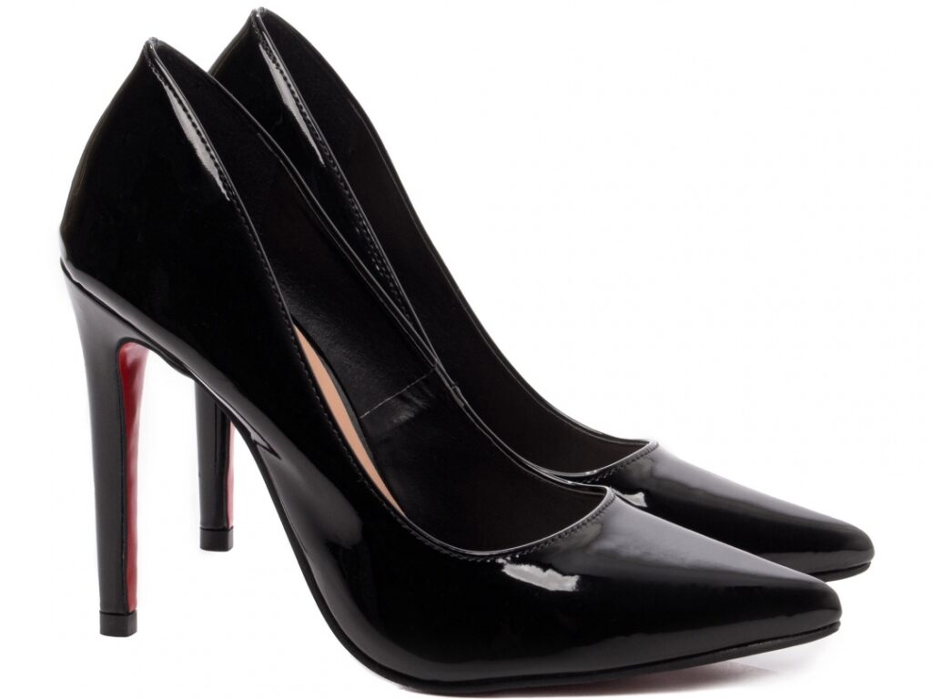 Scarpin Feminino Preto Verniz Salto Alto 12cm Solado Vermelho