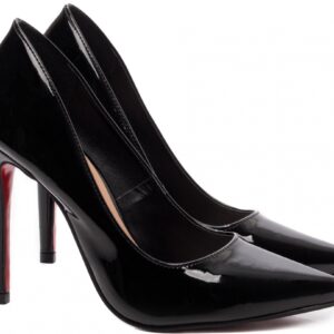 Scarpin Feminino Preto Verniz Salto Alto 12cm Solado Vermelho