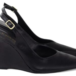 Scarpin Slingback Feminino Preto Anabela 9cm Corte V